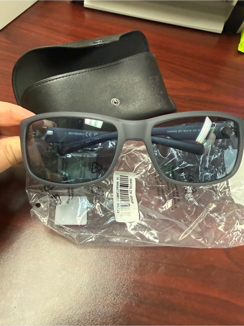 Harley-Davidson Matte Gray Frame Blue Lens Sunglasses